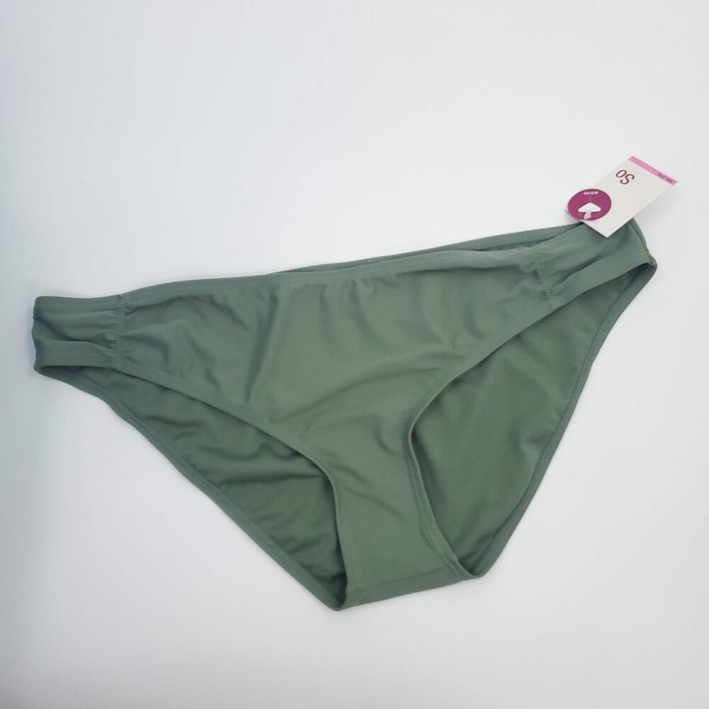 SO Mix and Match Shirred Midrise Bikini Bottoms XXL Olive Green